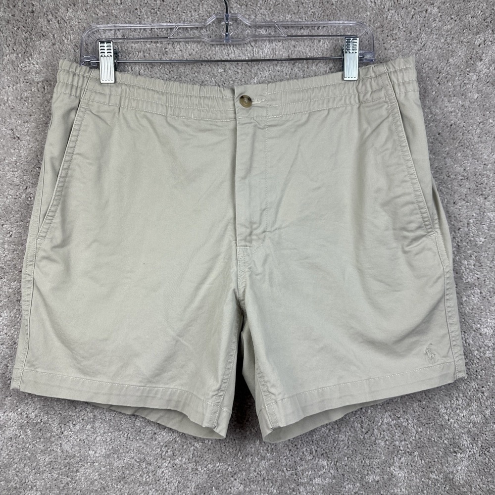 Polo Ralph Lauren Shorts Mens M Beige Stretch Classic Fit Chino Casual 5 Inseam